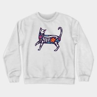 Colorful Day of the Dead Cat | Dia de los Muertos Gato Crewneck Sweatshirt